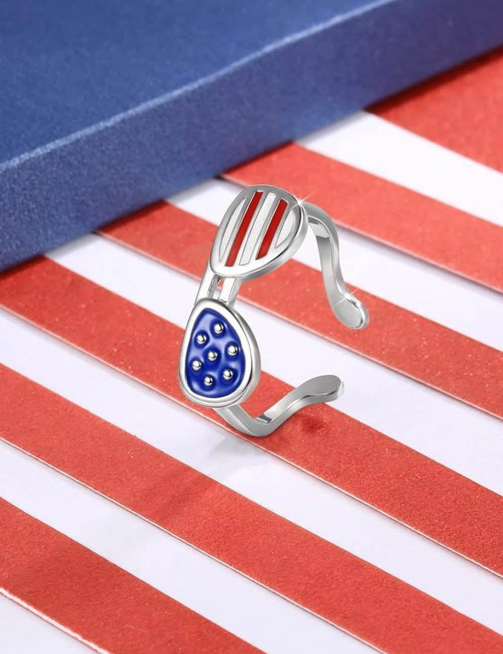 Eyeglasses Style Flag Ring — silver ring