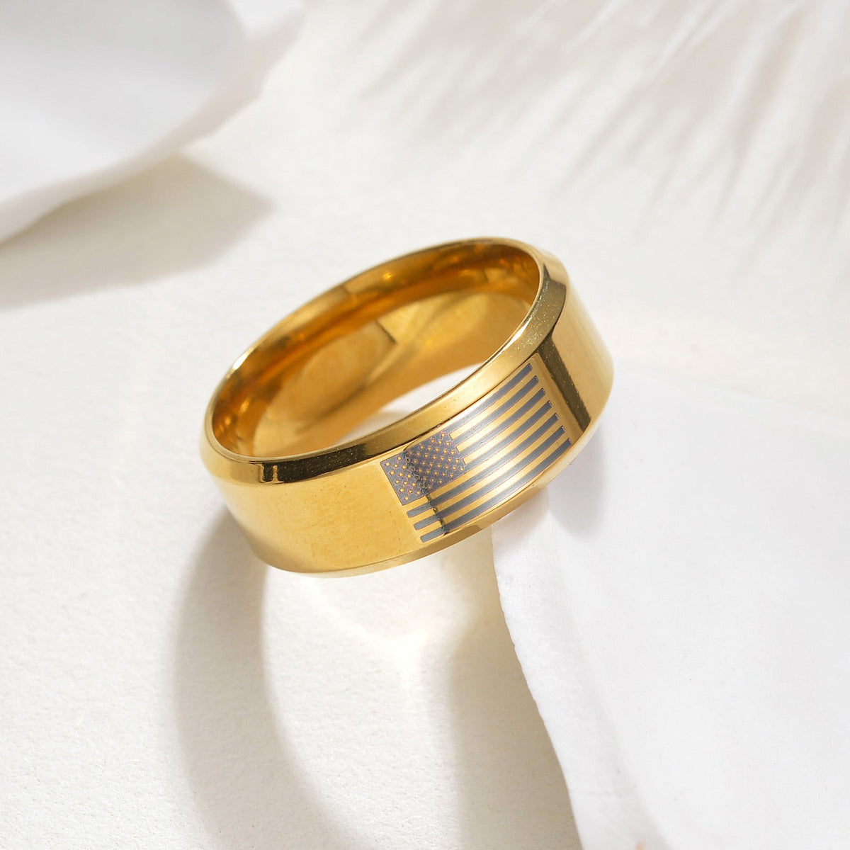 Polished USA Flag Ring — ring, view 3