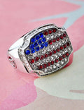 Chunky Flag-Motif Wide Ring — silver ring