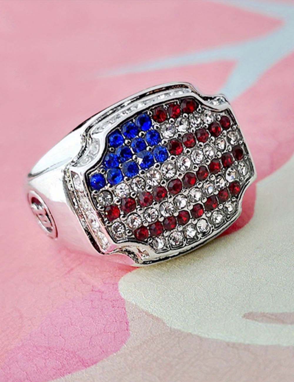 Chunky Flag-Motif Wide Ring — silver ring