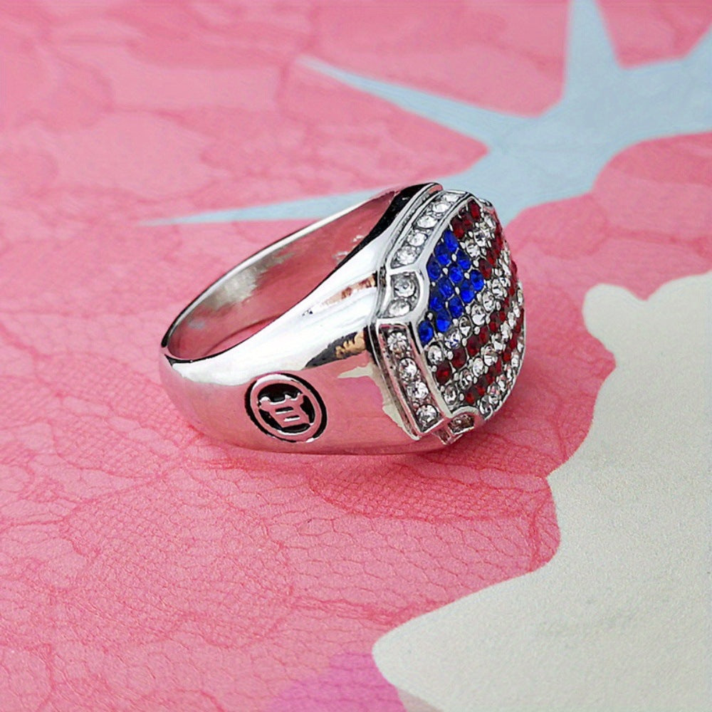 Chunky Flag-Motif Wide Ring — silver ring, view 4