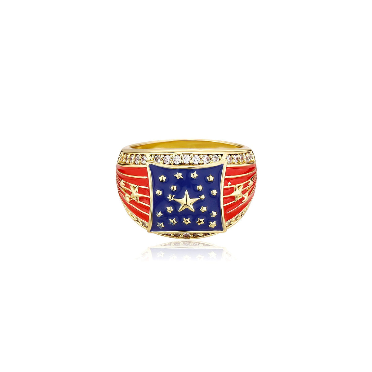 USA Flag Rhinestone Wide Ring — ring, view 3