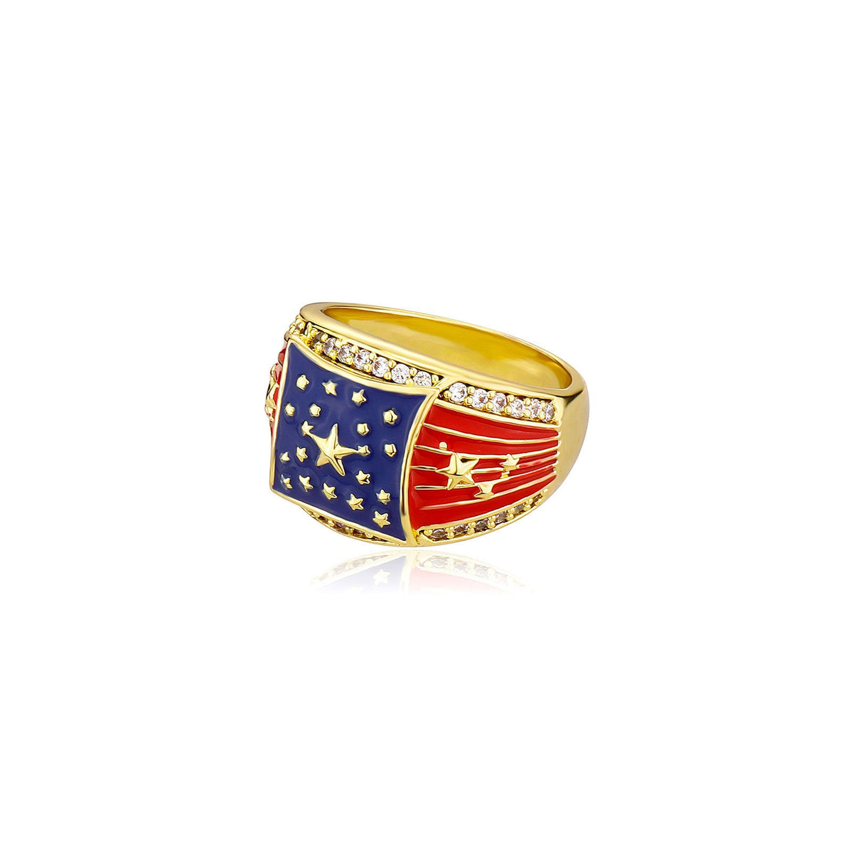 USA Flag Rhinestone Wide Ring — ring, view 4