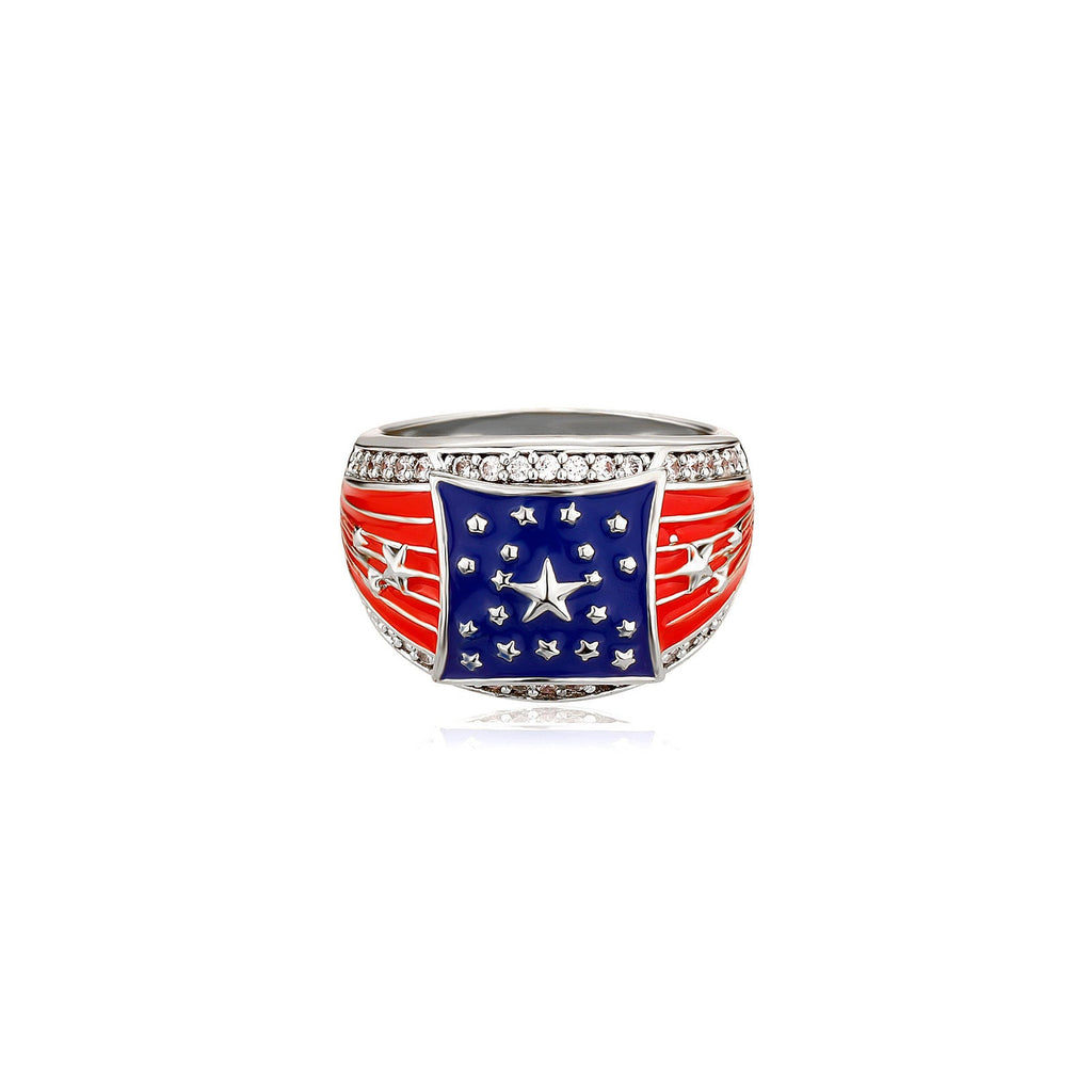 USA Flag Rhinestone Wide Ring — ring, view 5