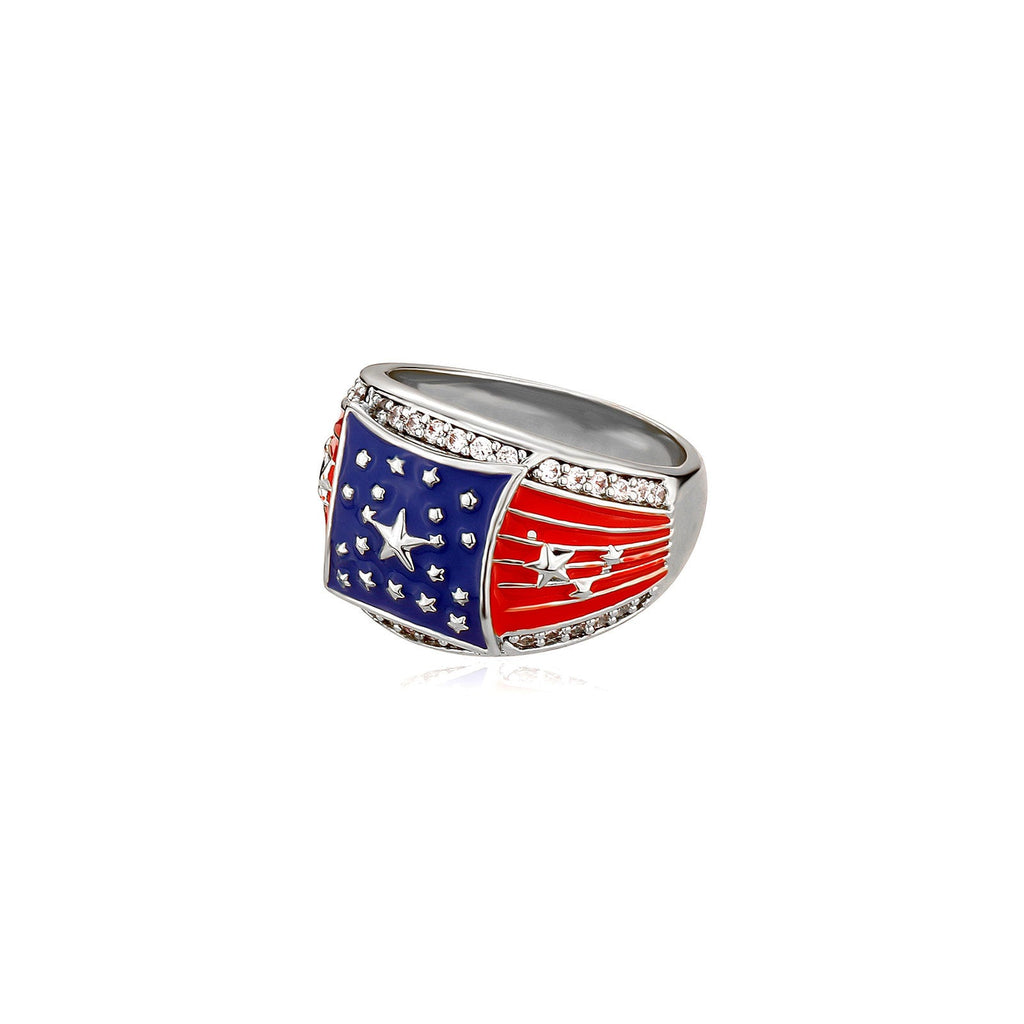 USA Flag Rhinestone Wide Ring — ring, view 7