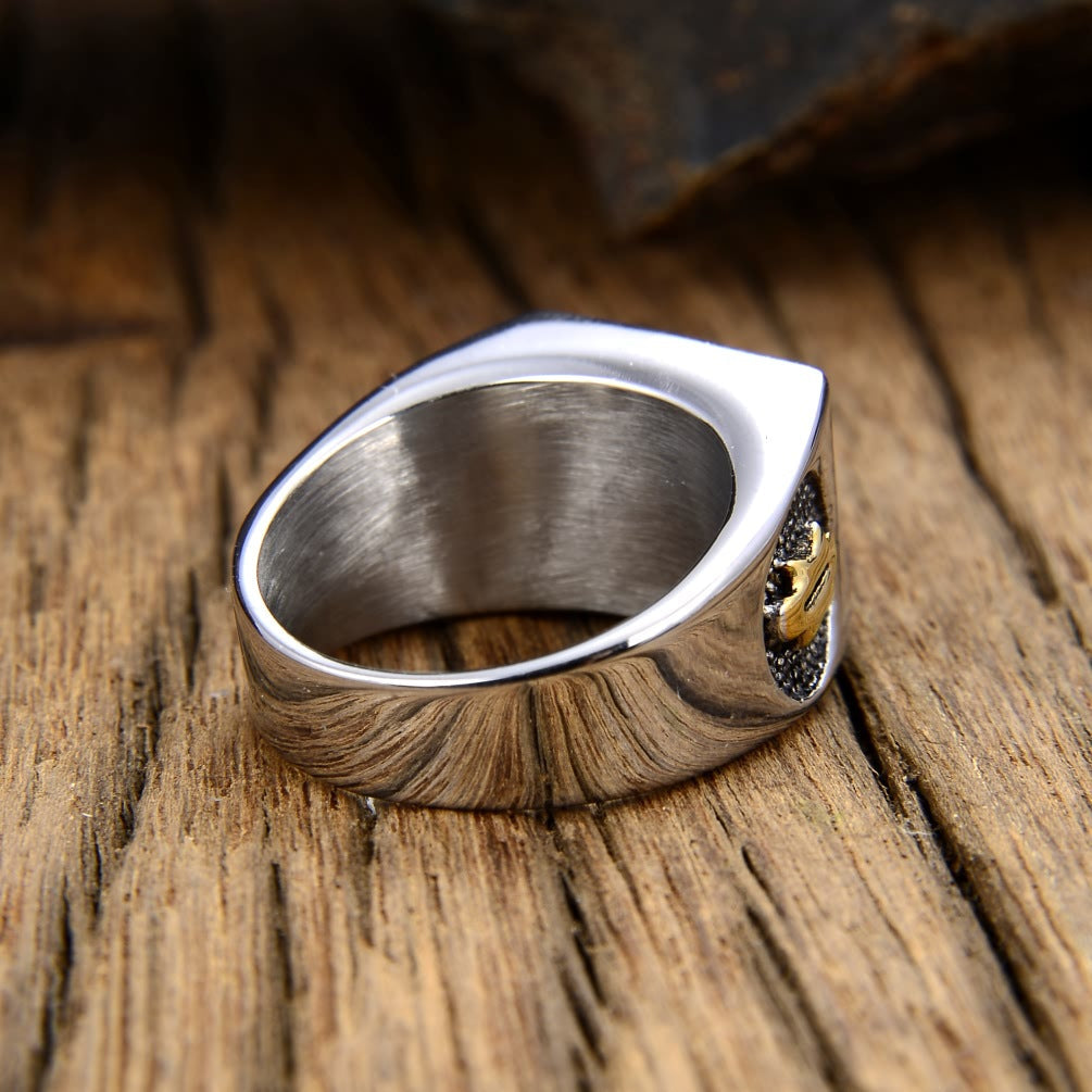 Layered USA Flag Steel Ring — silver ring, view 5