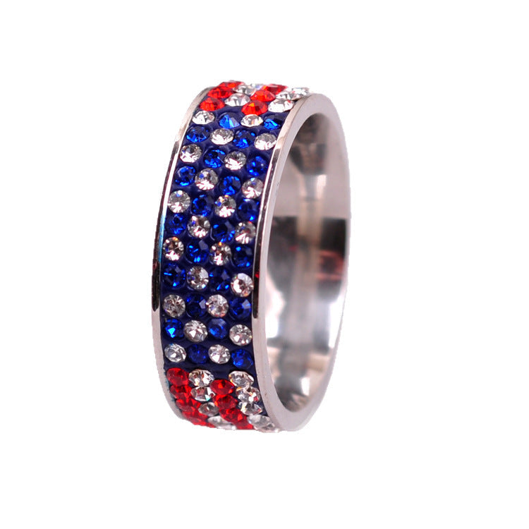 USA Flag Wide Steel Ring — ring, view 2