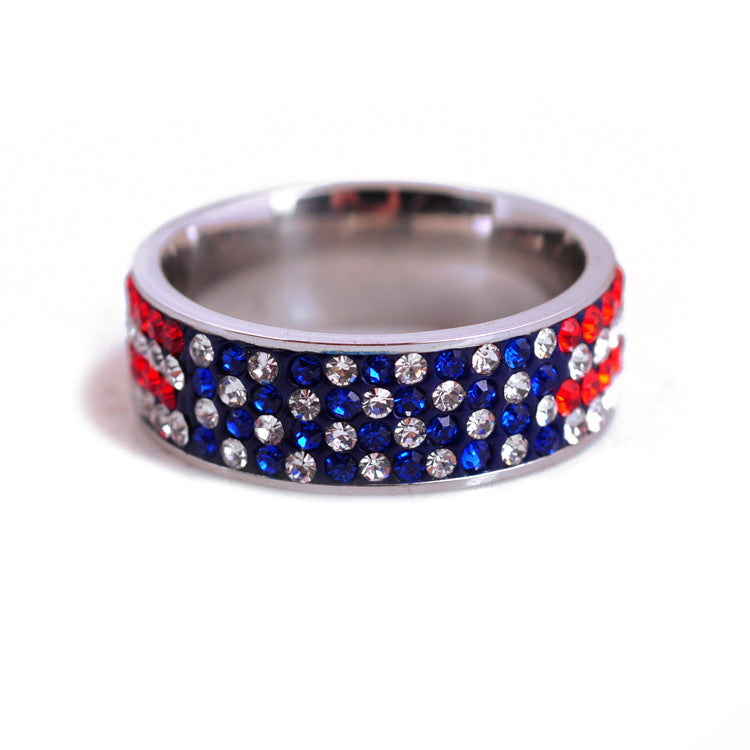 USA Flag Wide Steel Ring — ring, view 3