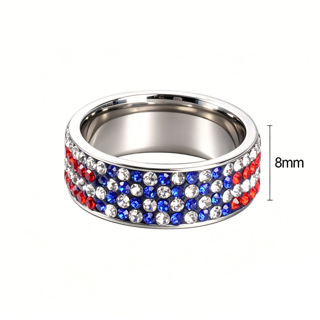 USA Flag Wide Steel Ring — ring, view 4