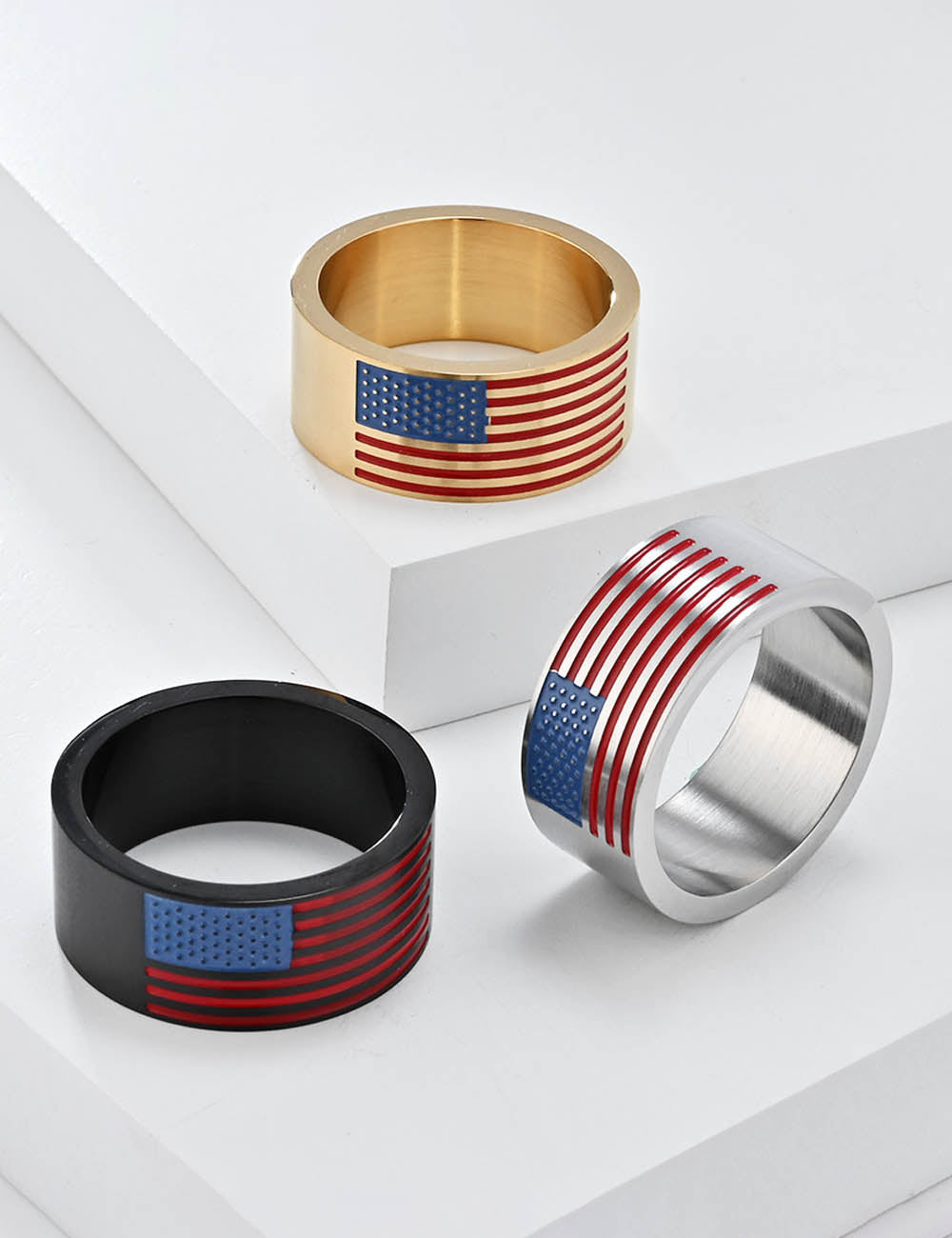Flag-Motif Wide Statement Ring — ring