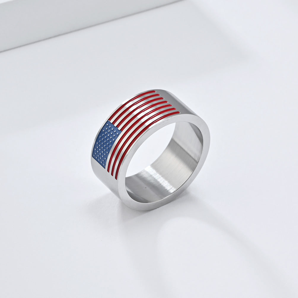Flag-Motif Wide Statement Ring — ring, view 2