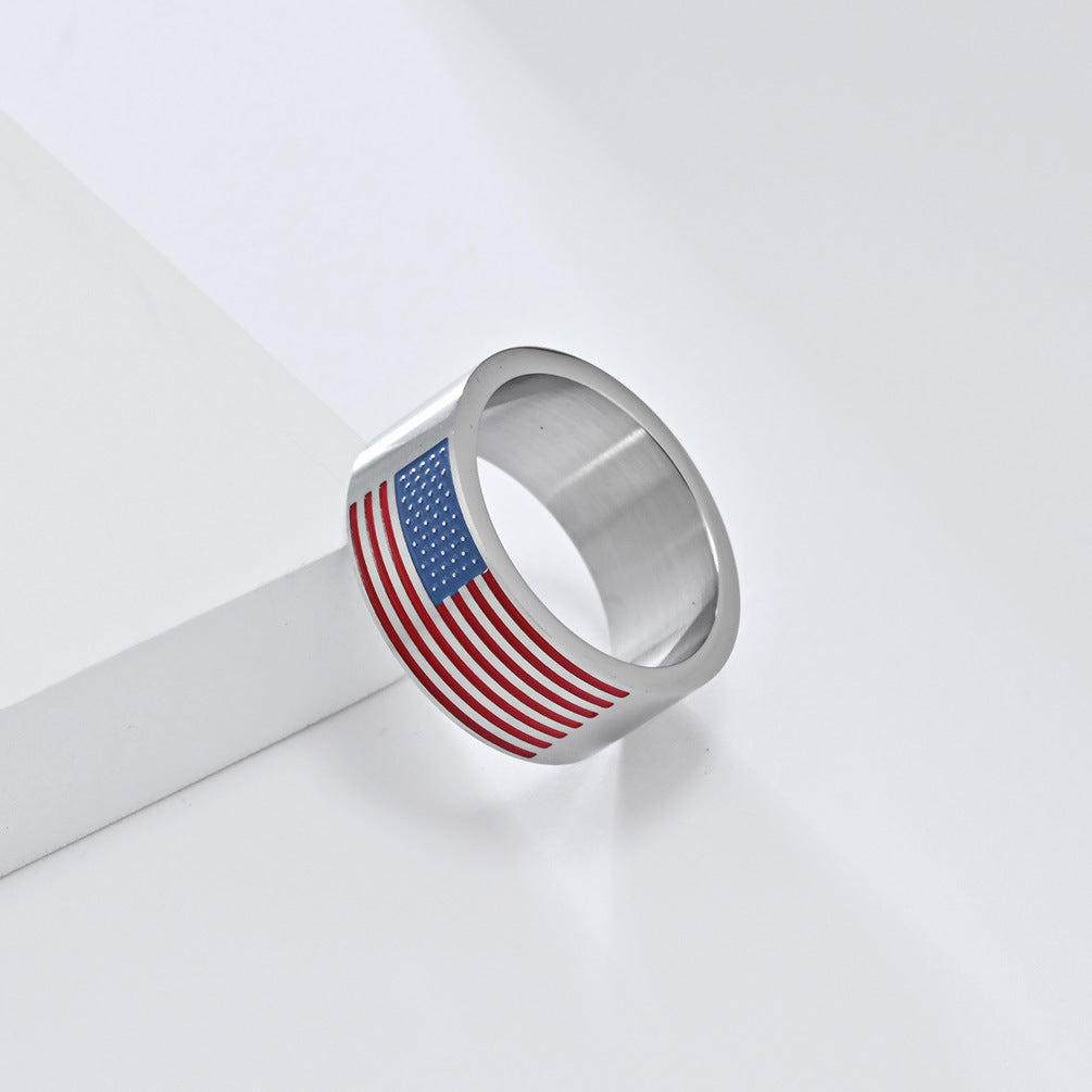 Flag-Motif Wide Statement Ring — ring, view 3
