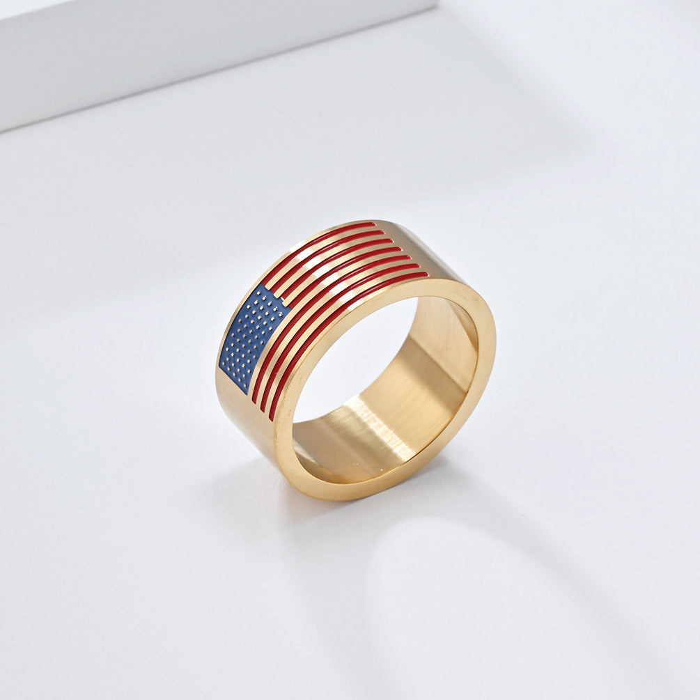 Flag-Motif Wide Statement Ring — ring, view 4