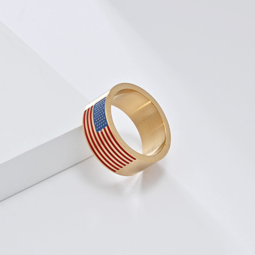 Flag-Motif Wide Statement Ring — ring, view 5