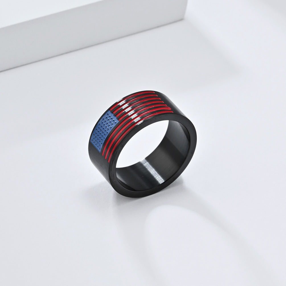 Flag-Motif Wide Statement Ring — ring, view 6