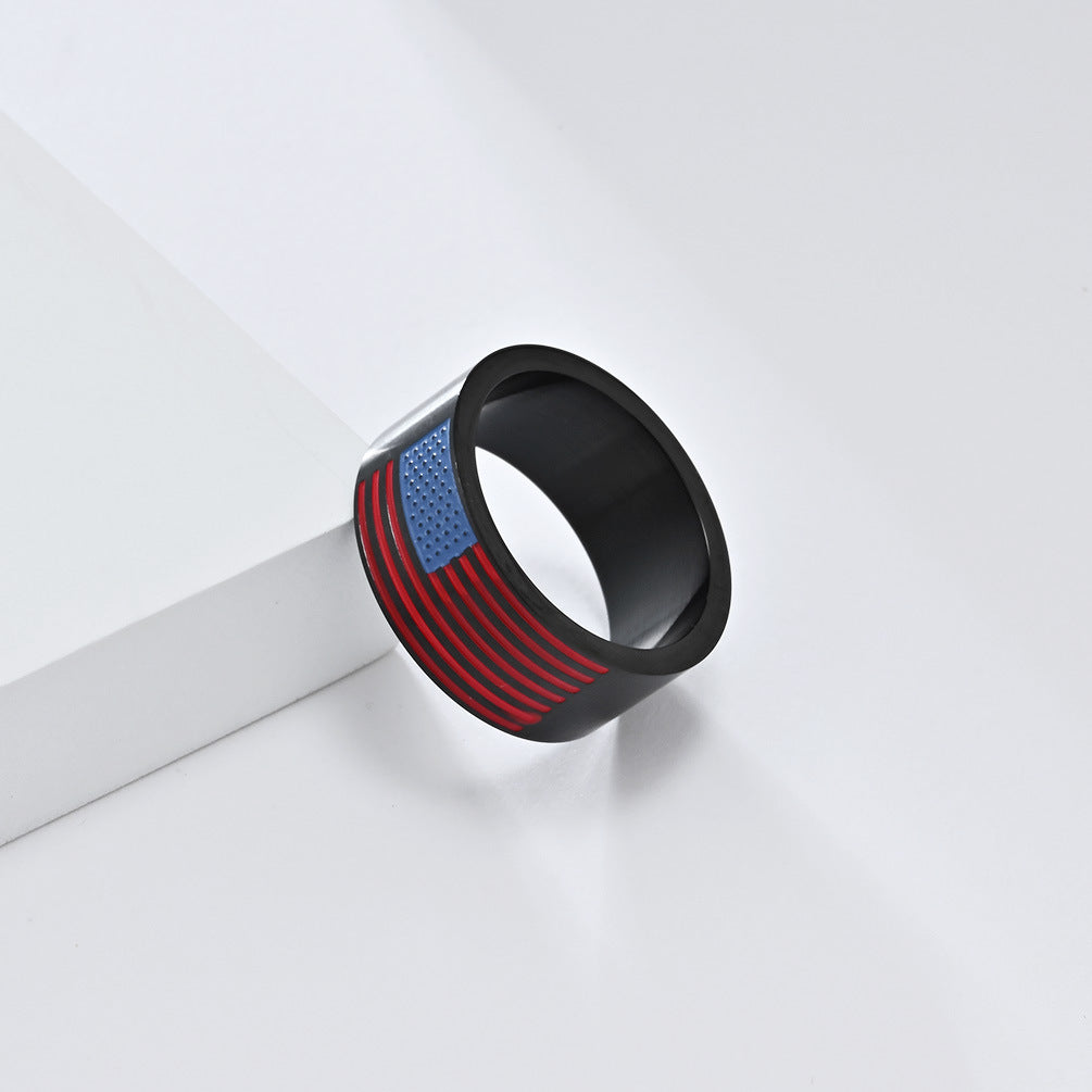 Flag-Motif Wide Statement Ring — ring, view 7