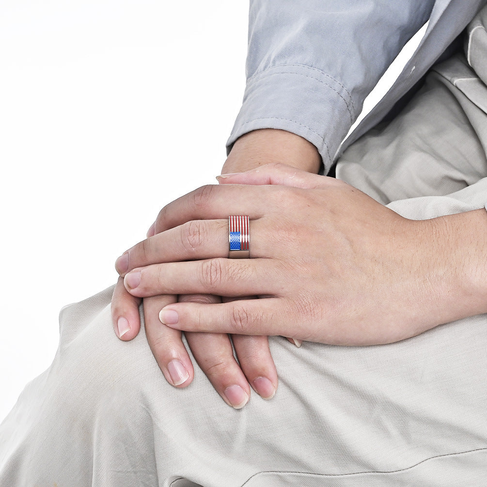 Flag-Motif Wide Statement Ring — ring, view 8