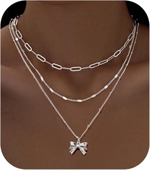 Bow Knot Cross Charm Necklace — necklace, view 3