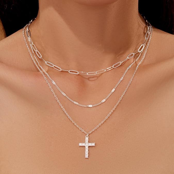 Bow Knot Cross Charm Necklace — necklace, view 9