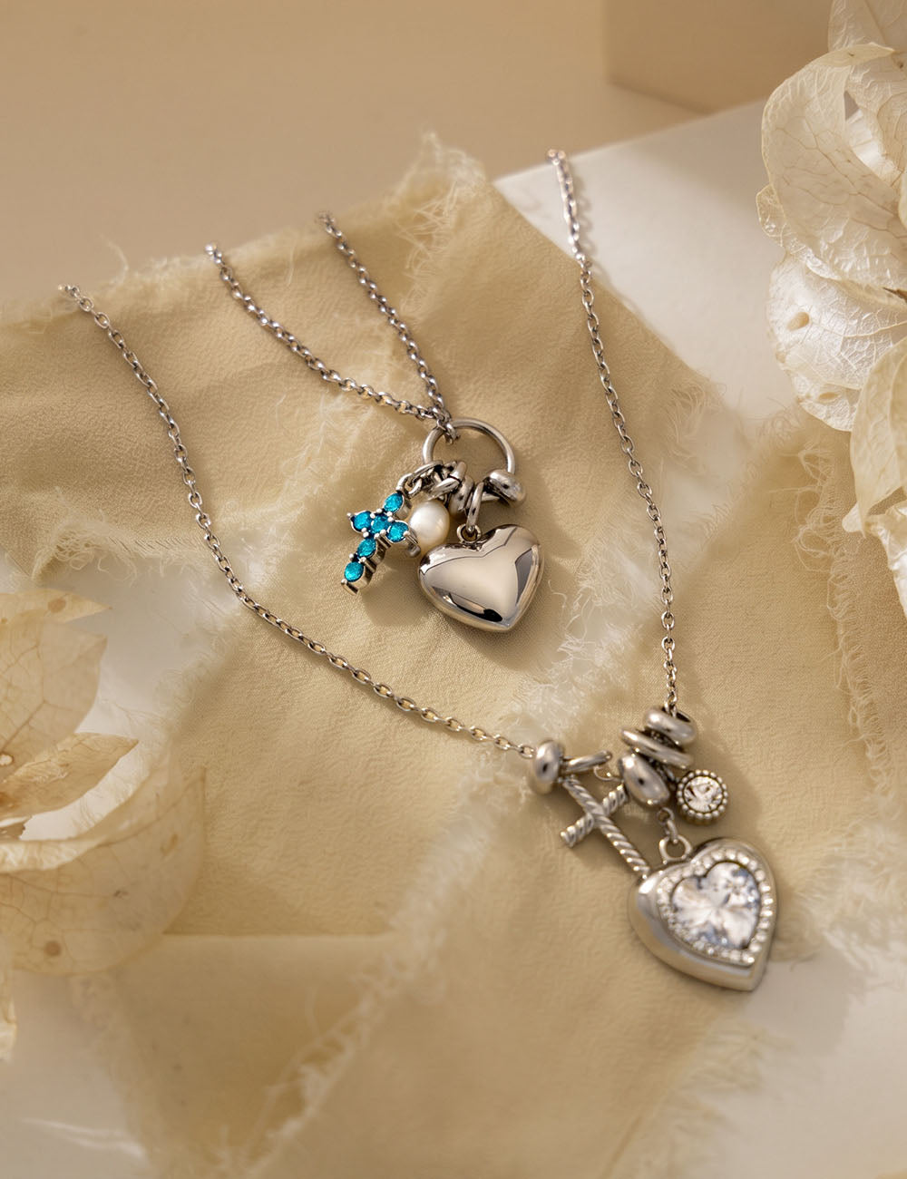 Heart And Cross Pendant Necklace — silver necklace