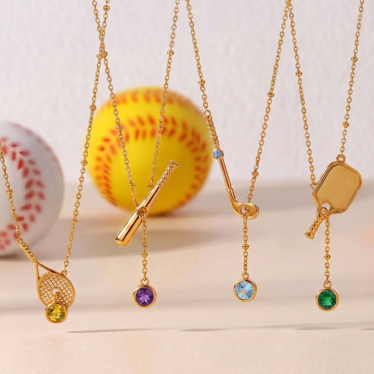 Sporty Ball Charm Necklace — necklace, view 2