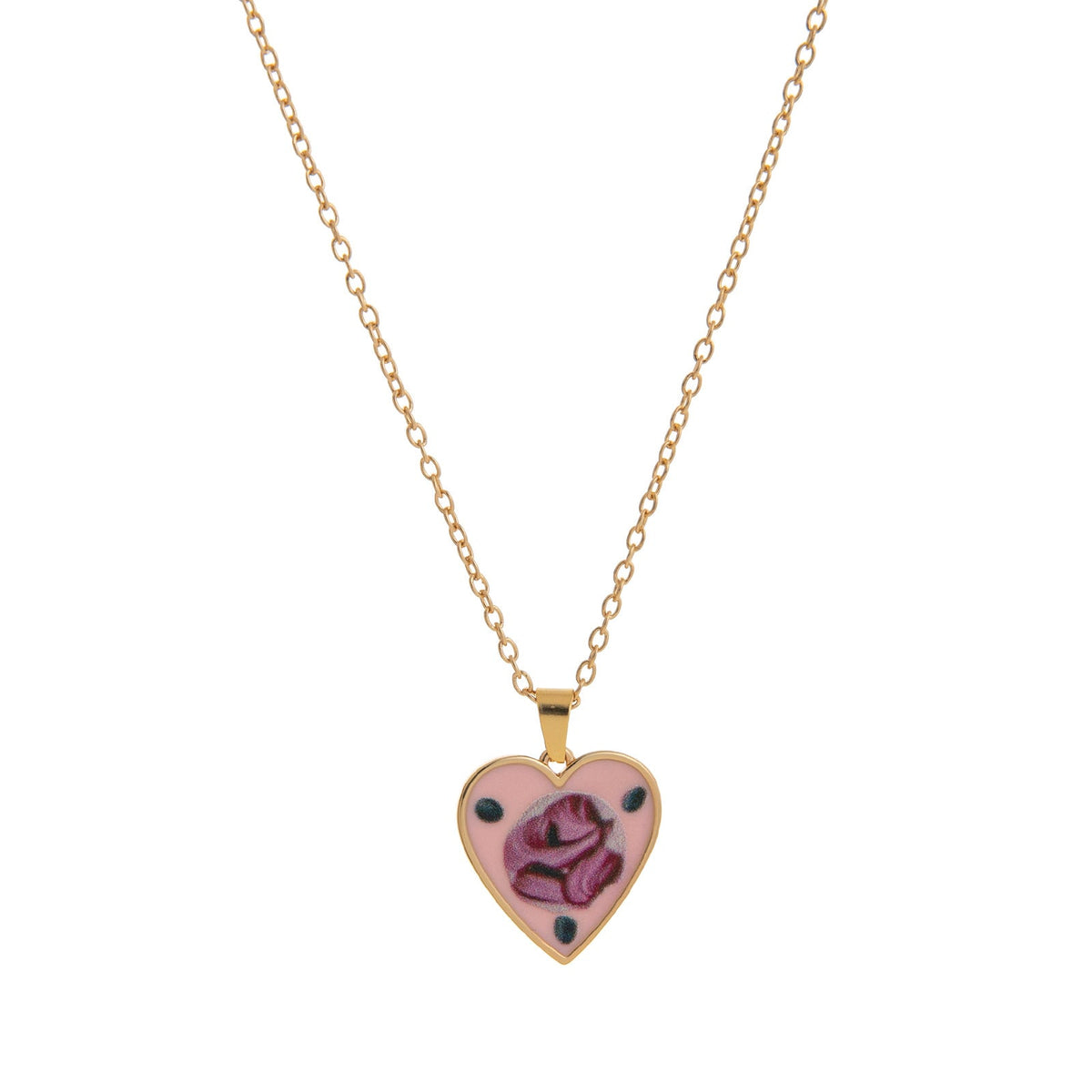 Floral Print Oval Pendant Necklace — necklace, view 10
