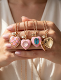 Pink Peach Locket Necklace — pink necklace