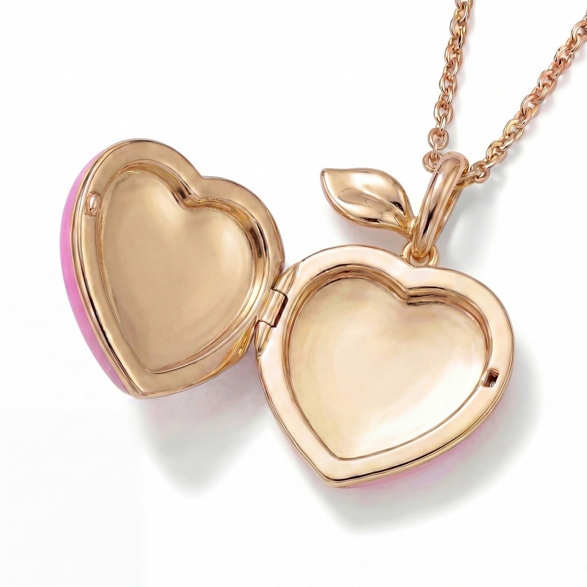 Pink Peach Locket Necklace — pink necklace, view 11