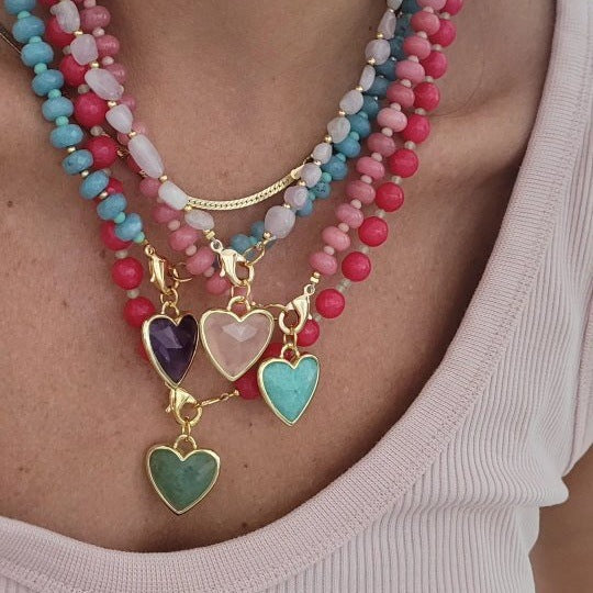 Copper Beaded Heart Necklace — necklace, view 2