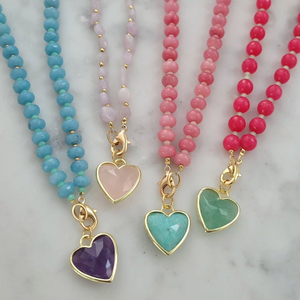 Copper Beaded Heart Necklace — necklace, view 3