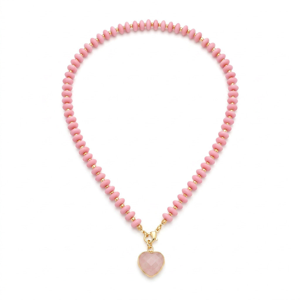 Copper Beaded Heart Necklace — necklace, view 6