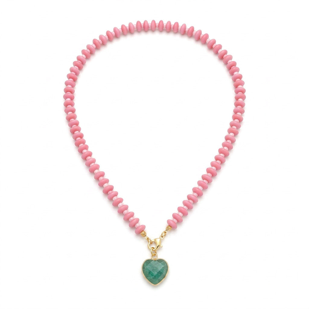Copper Beaded Heart Necklace — necklace, view 7