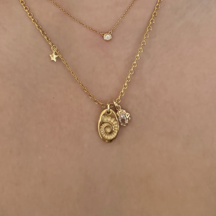 Gold Sea Conch Pendant Necklace — gold necklace, view 3