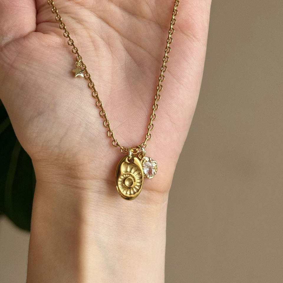 Gold Sea Conch Pendant Necklace — gold necklace, view 5