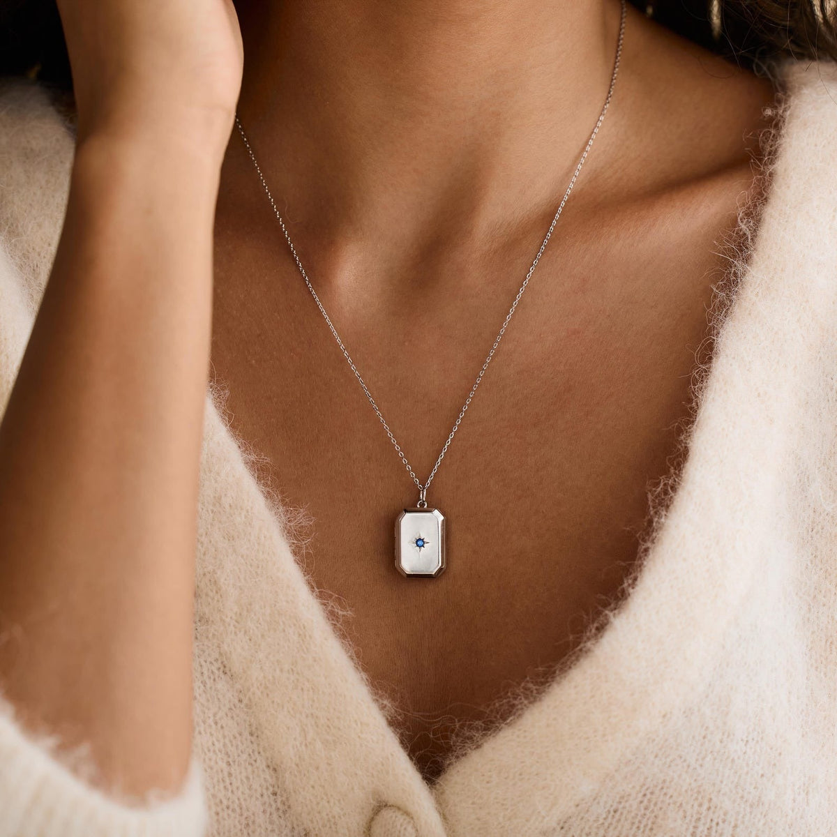 Square Photo Locket Necklace — necklace, view 4