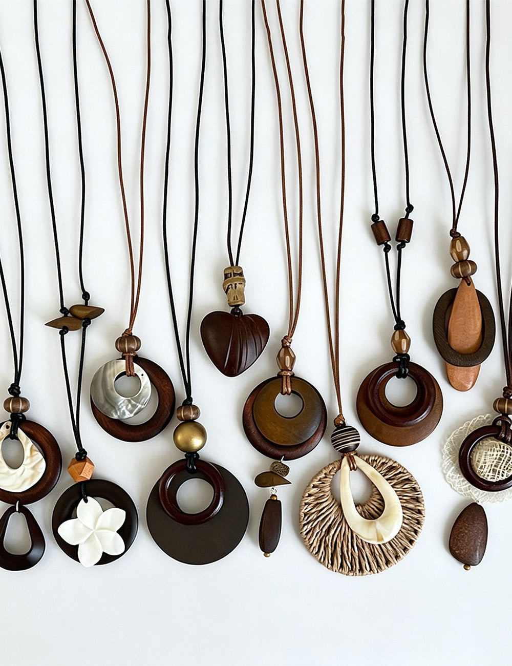 Long Pendant Geometric Bead Necklace — necklace