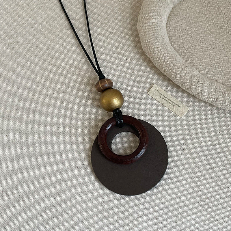 Long Pendant Geometric Bead Necklace — necklace, view 4