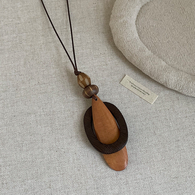 Long Pendant Geometric Bead Necklace — necklace, view 5