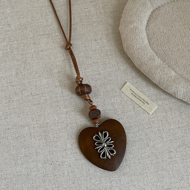 Wooden Heart Choker Necklace — necklace, view 5