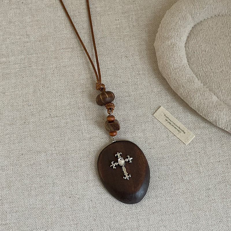 Wooden Heart Choker Necklace — necklace, view 6