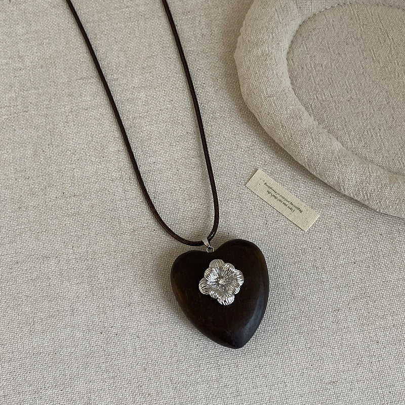 Wooden Heart Choker Necklace — necklace, view 8