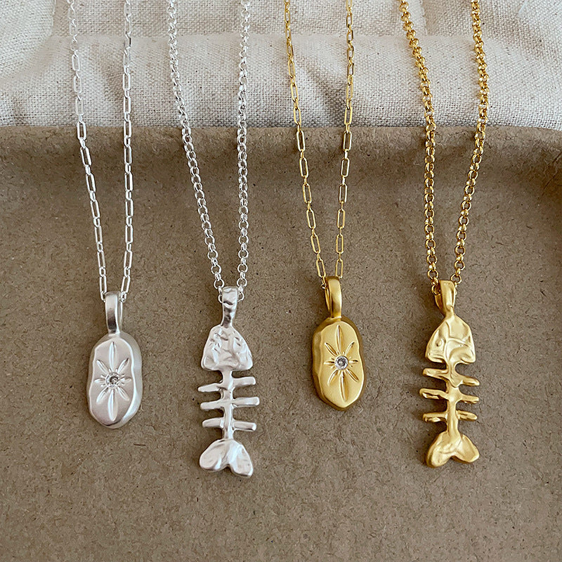 Oval Pendant Chain Necklace — necklace, view 2