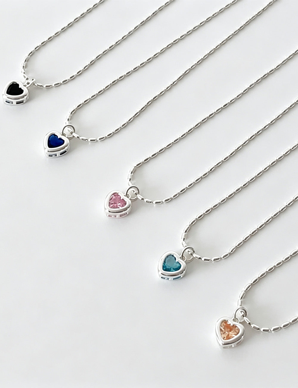 Five-Colour Heart Zirconia Necklace — necklace