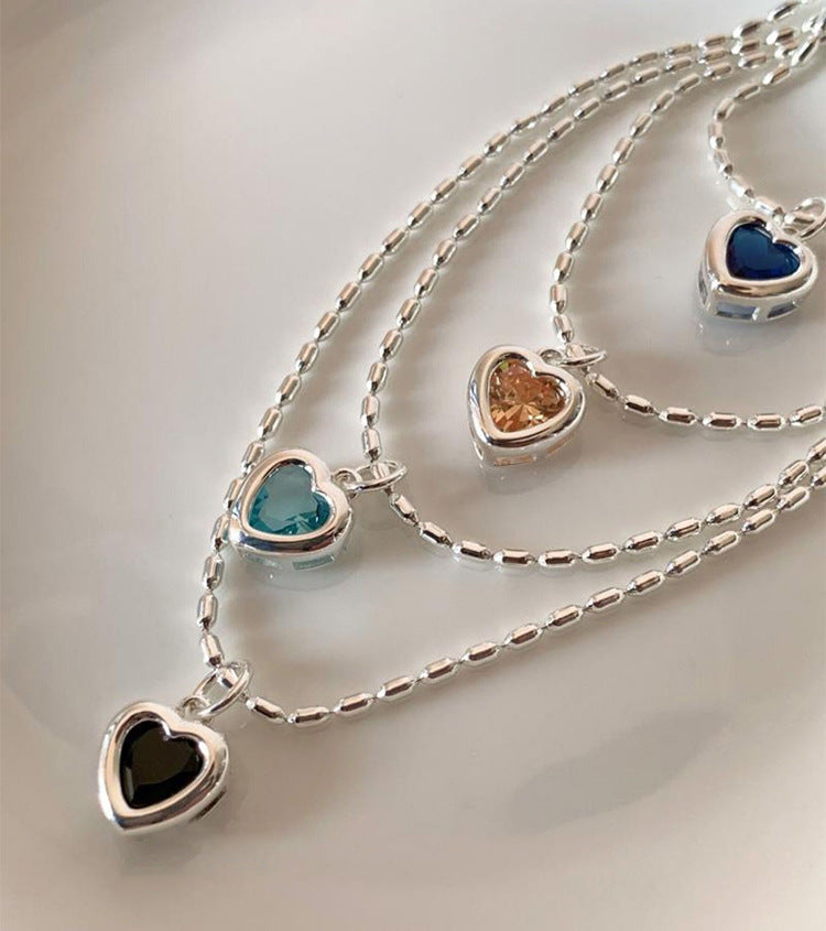 Five-Colour Heart Zirconia Necklace — necklace, view 2