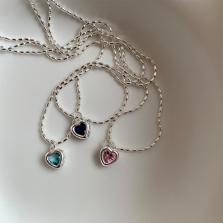 Five-Colour Heart Zirconia Necklace — necklace, view 3