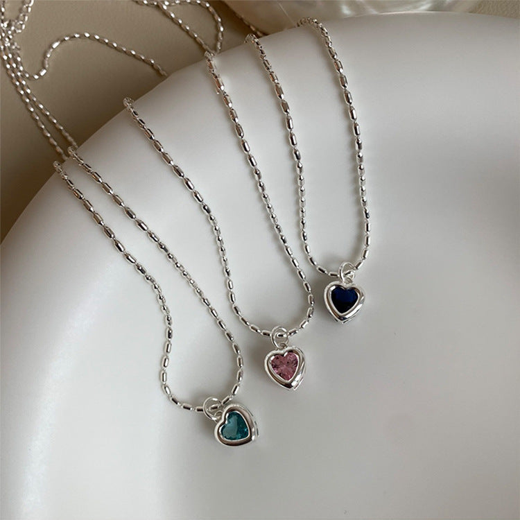 Five-Colour Heart Zirconia Necklace — necklace, view 4