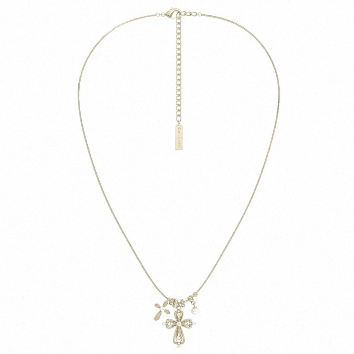 Gold Cross Pendant Pearl Necklace — necklace, view 2
