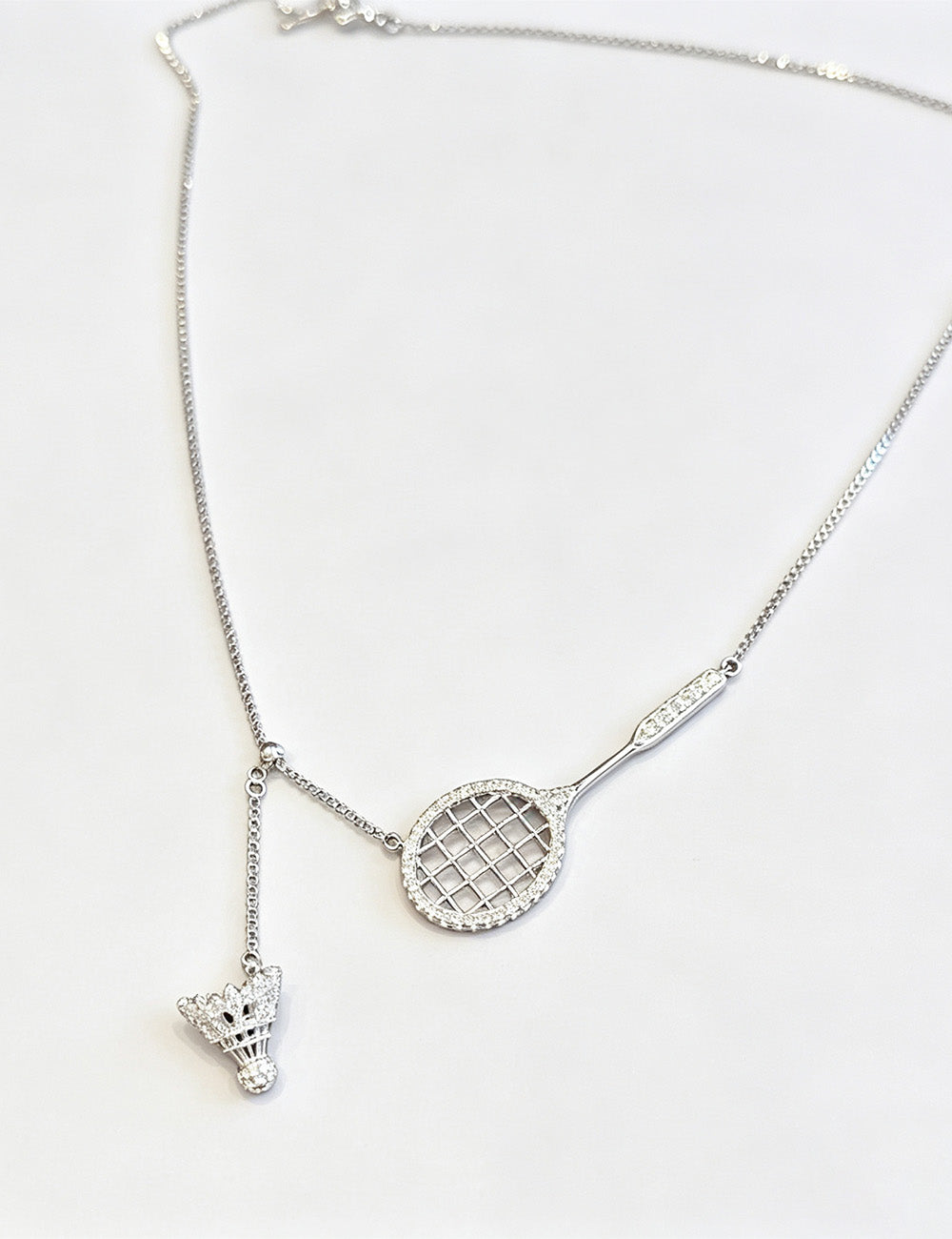 Racket Pendant Necklace — silver necklace