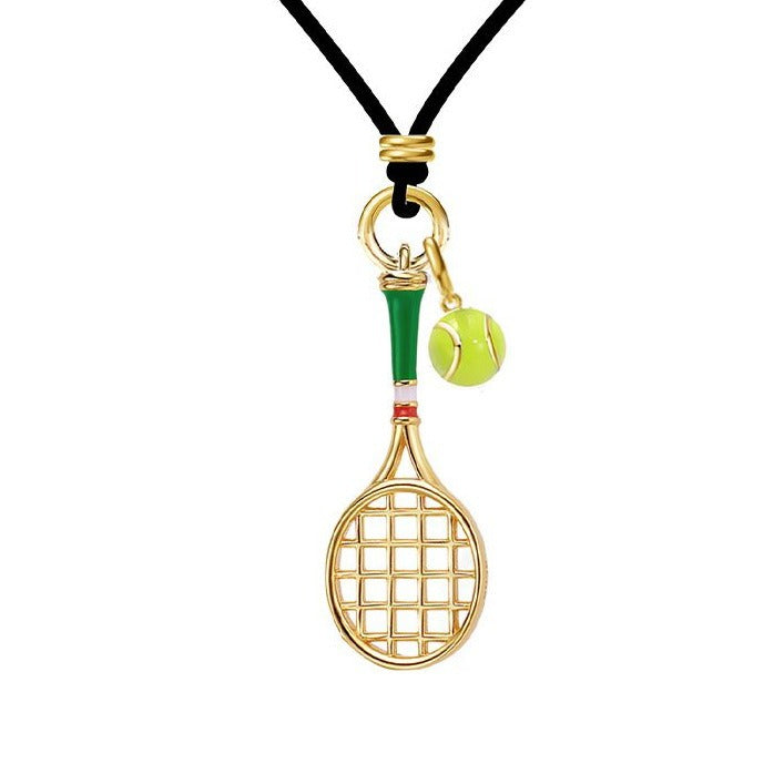 Tennis Racket Ball Choker Necklace — necklace, view 3