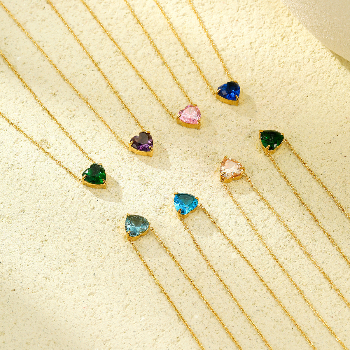 Blue And Pink Heart Pendant Necklace — necklace, view 3